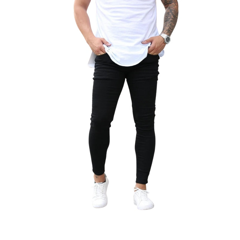 Jeans Men Casual Black Slim Pencil Pants
