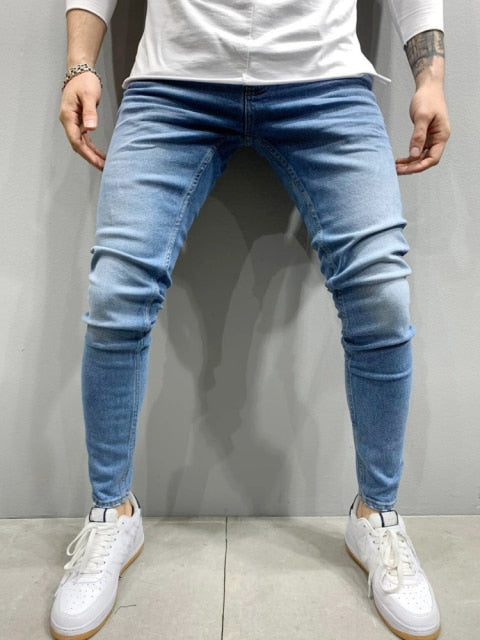 Jeans Men Casual Black Slim Pencil Pants