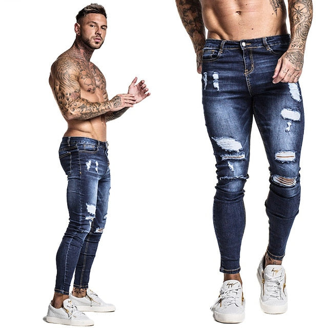 Jeans Men Elastic Waist Skinny