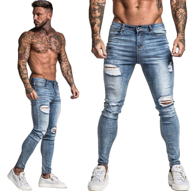 Jeans Men Elastic Waist Skinny