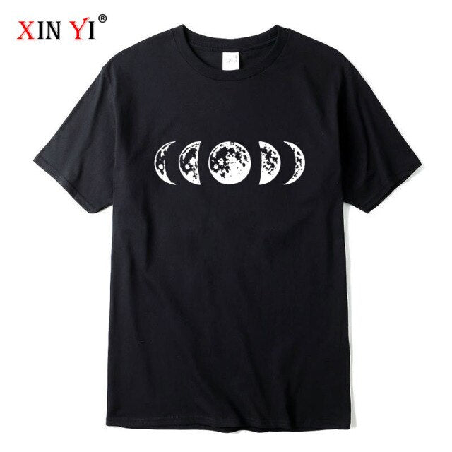 High Quality cotton Funny moon print t shirt