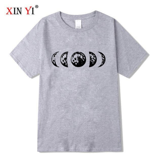 High Quality cotton Funny moon print t shirt