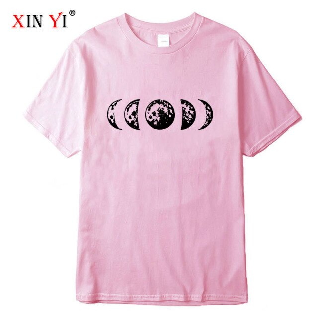 High Quality cotton Funny moon print t shirt