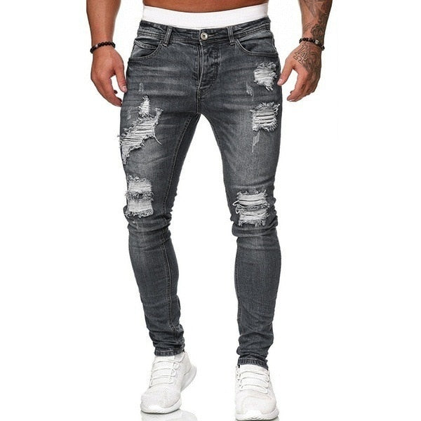 Ripped Skinny Hole Trousers Jeans for Men