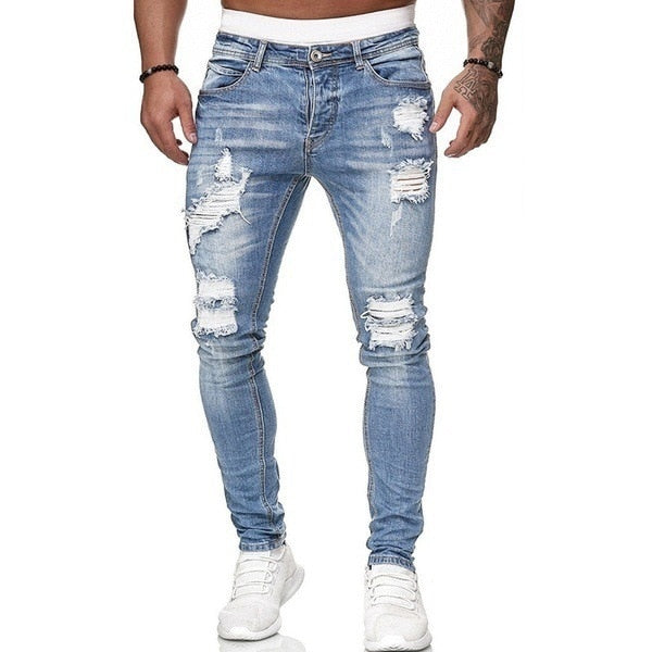 Ripped Skinny Hole Trousers Jeans for Men