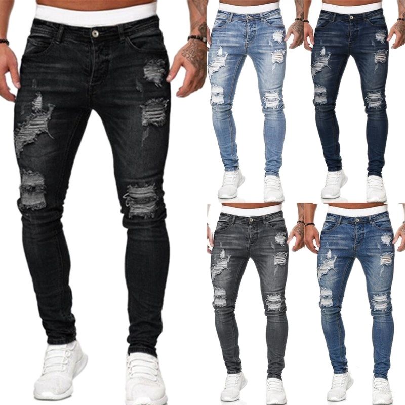 Ripped Skinny Hole Trousers Jeans for Men